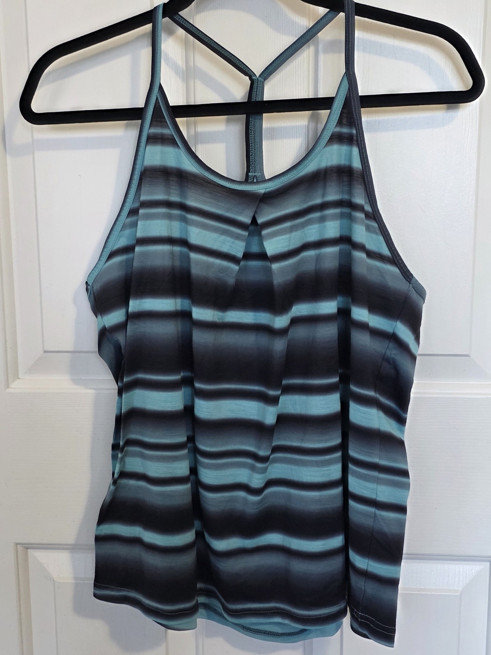Black Diamond Aqua & Black Striped Racerback Tank